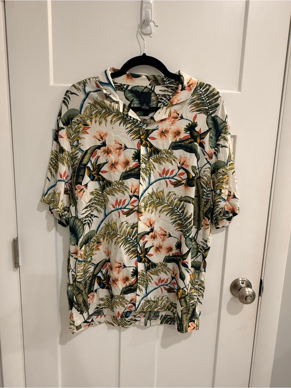 H&M Tropical Print Shirt in Green, Cream & Teal